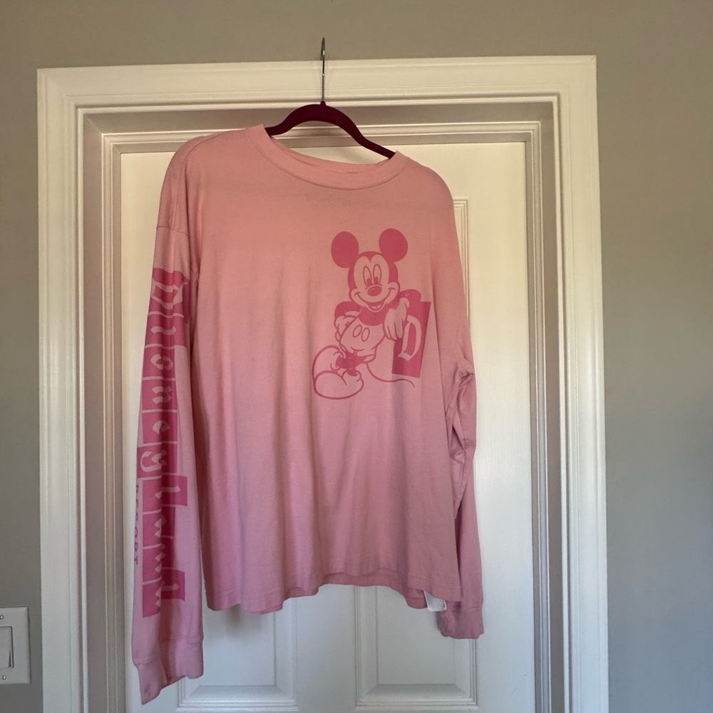 Disney Pink Mickey Mouse Graphic Long Sleeve Shirt